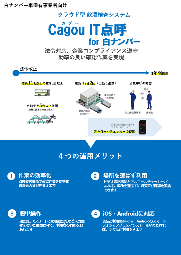 Cagou IT点呼 for 白ナンバーリーフレット
